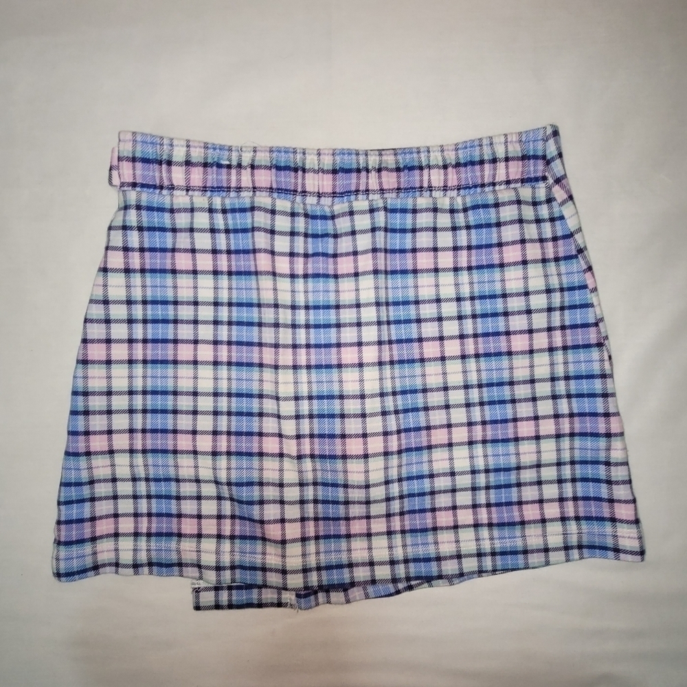 COPY - Justice Blue & Pink Plaid Pull On Mock Wrap Skort Girls Size 10 - Picture 4 of 13
